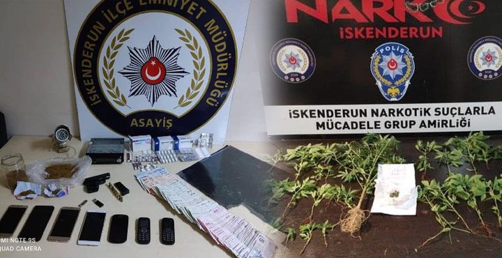 İSKENDERUN?DA BİR EVDE UYUŞTURUCU VE SİLAH BULUNDU